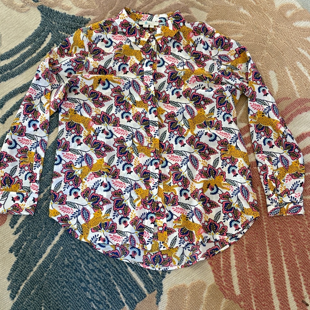 Boden Multicolor Floral/Cheetah Woman’s button down Shirt